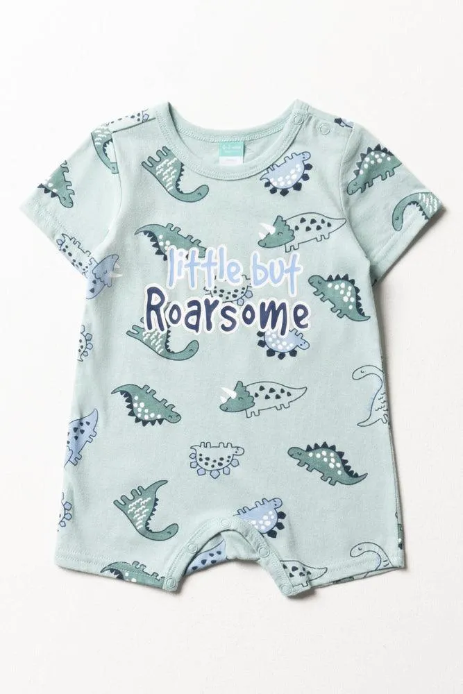 Dino Baby Romper Green