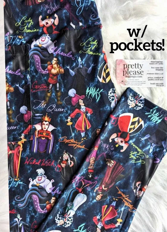 Disney Villains SOFT Luxe Leggings Evil Queen Cruella Maleficent Magic Kingdom rts