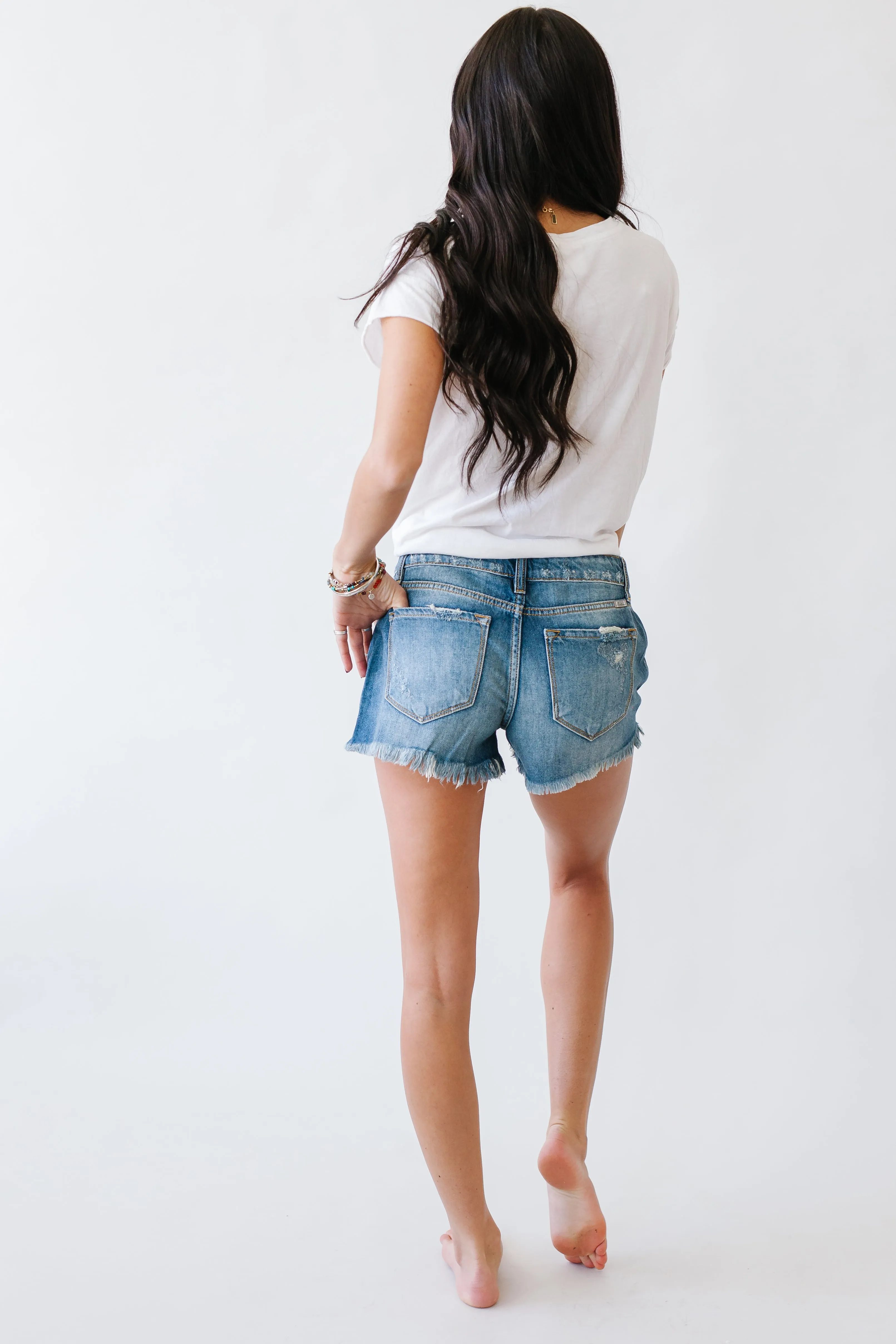 Distressed Kancan Shorts in Medium Wash