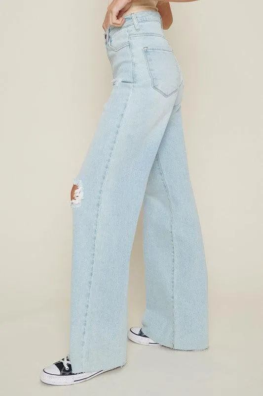 Distressed Wide Leg Denim