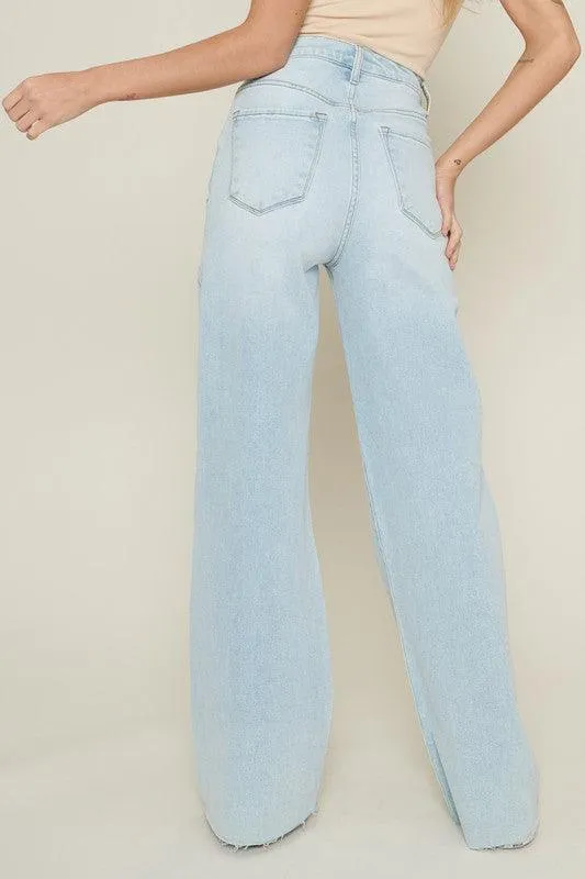 Distressed Wide Leg Denim