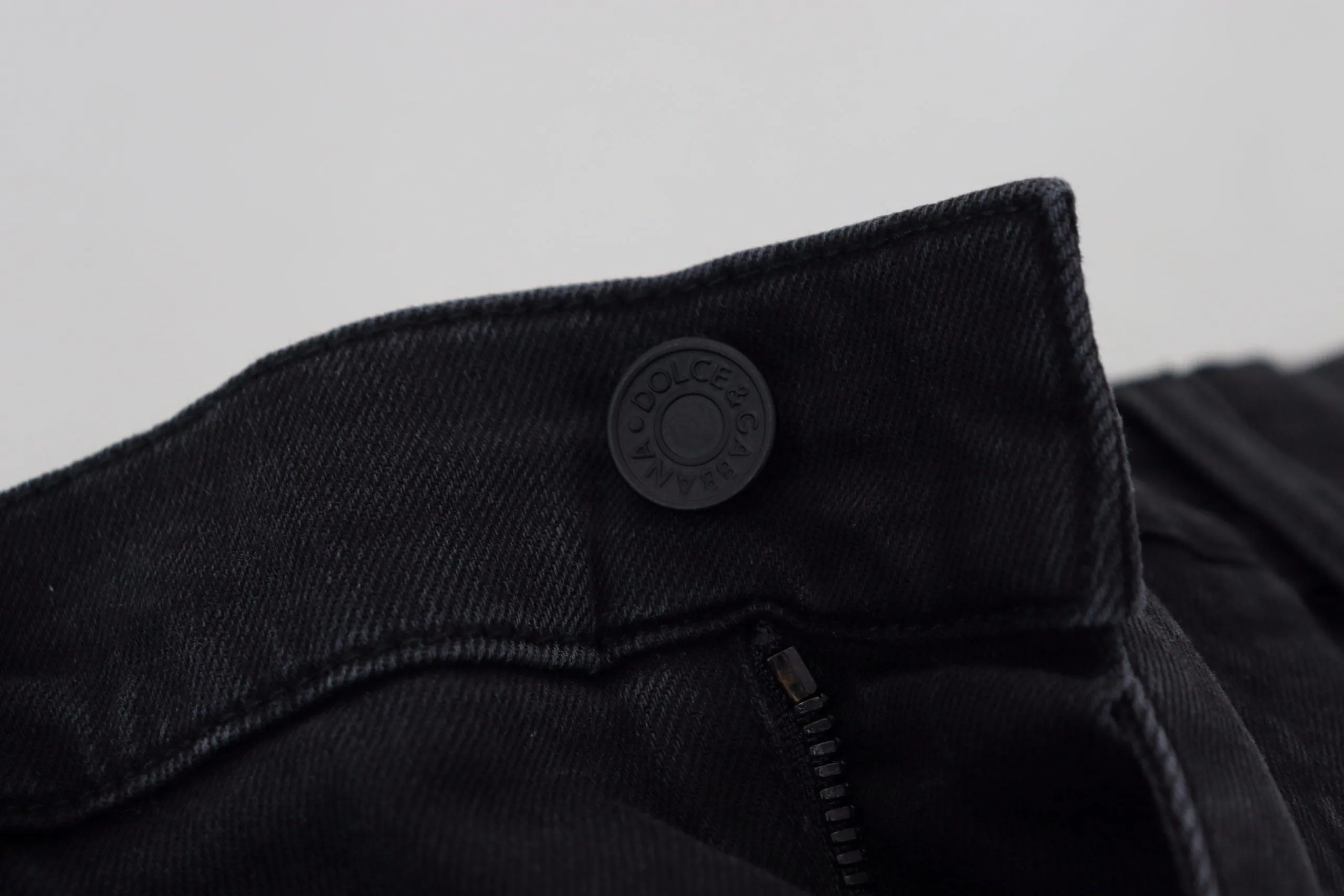 Dolce & Gabbana Black Cotton Patch Embroidery Denim Jeans