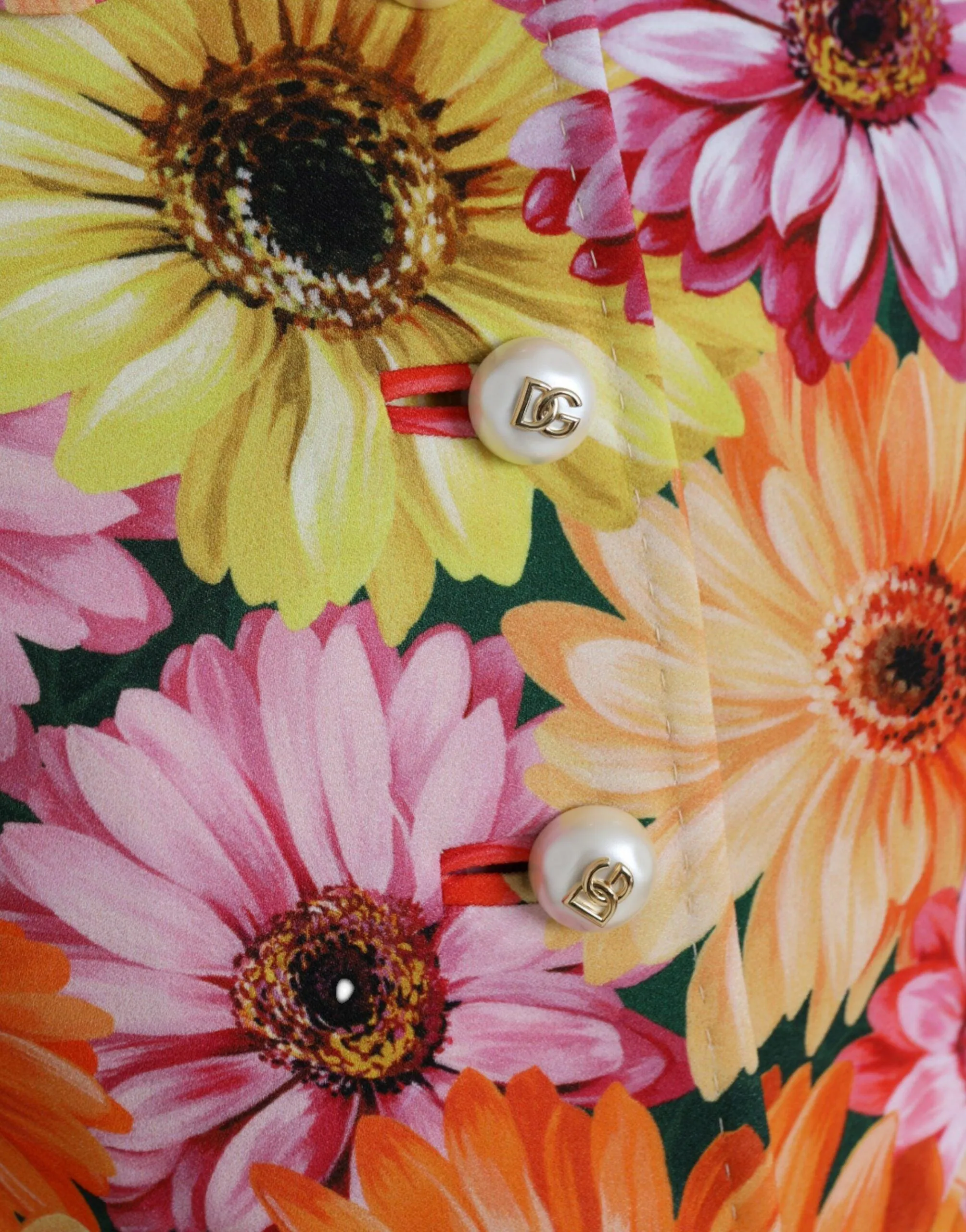 Dolce & Gabbana Gerbera Daisy Jacket With Pearl DG Buttons