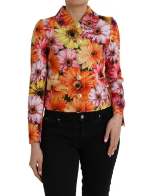 Dolce & Gabbana Gerbera Daisy Jacket With Pearl DG Buttons