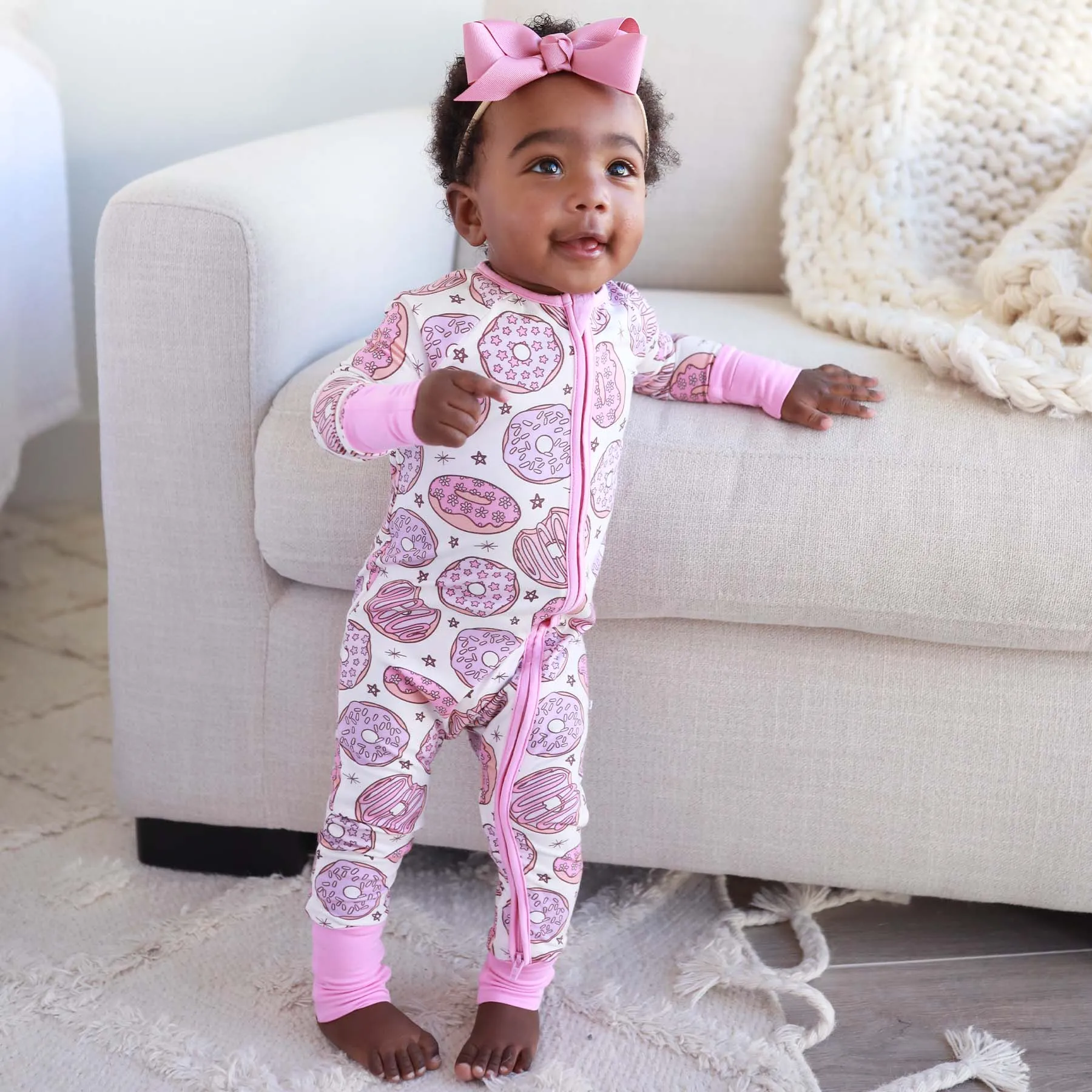 Donut Shop Convertible Zip Romper | Pink