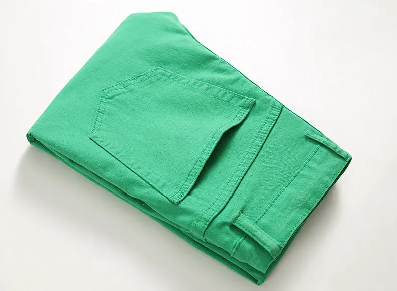 European And American Men's High Elastic Denim Casual Trousers