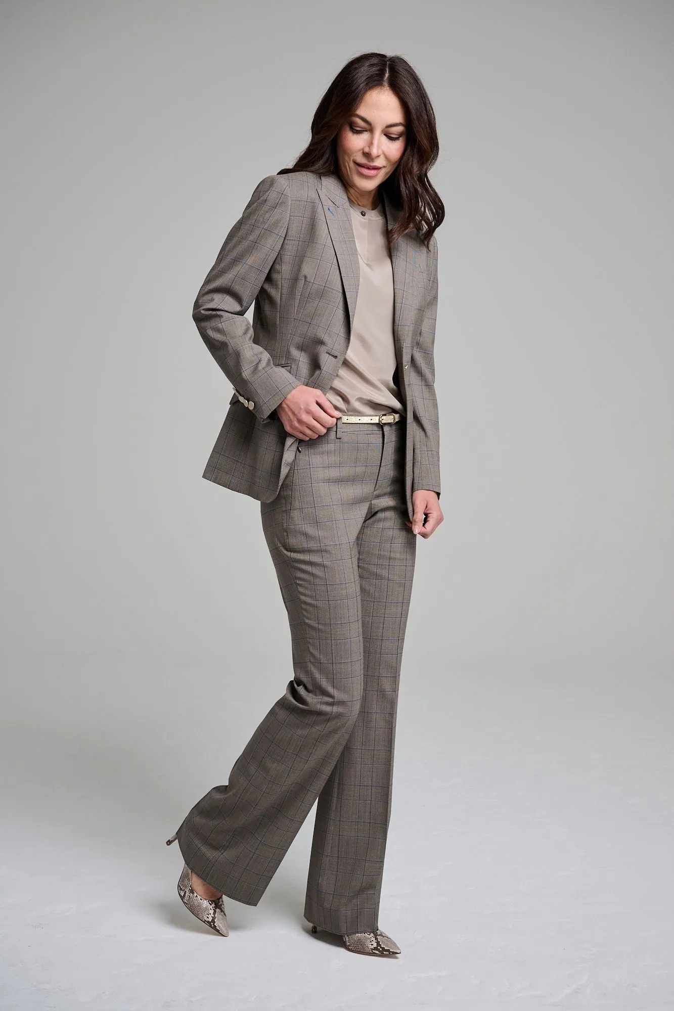 Flare Trouser - Firenze Brown Glen Plaid