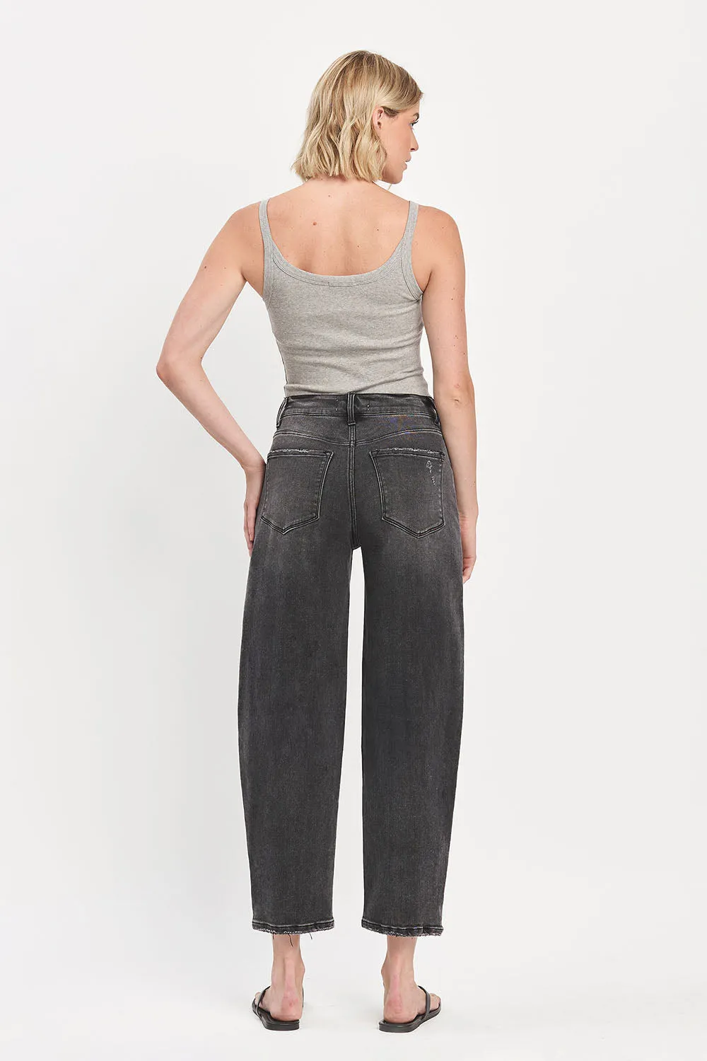 Flying Monkey - Super High Rise Panel Detail Barrel Jeans - F5880