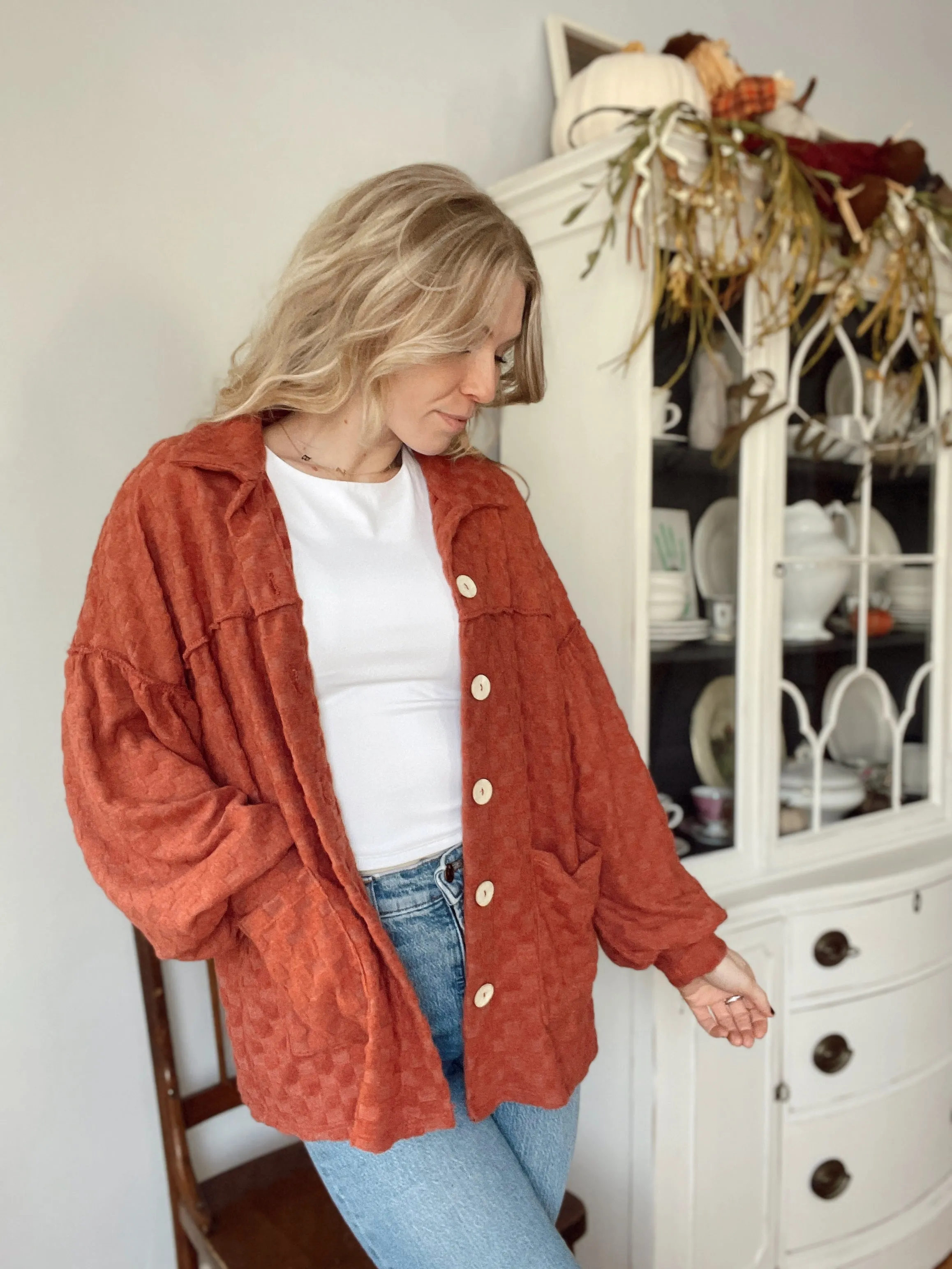 Fuzzy Square Patterned Shacket