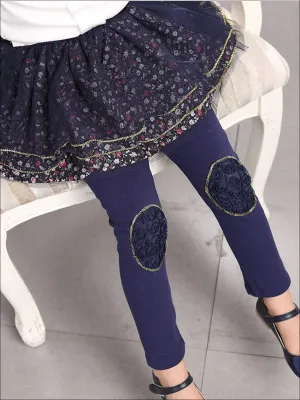 Girls Floral Tutu Skirt Leggings