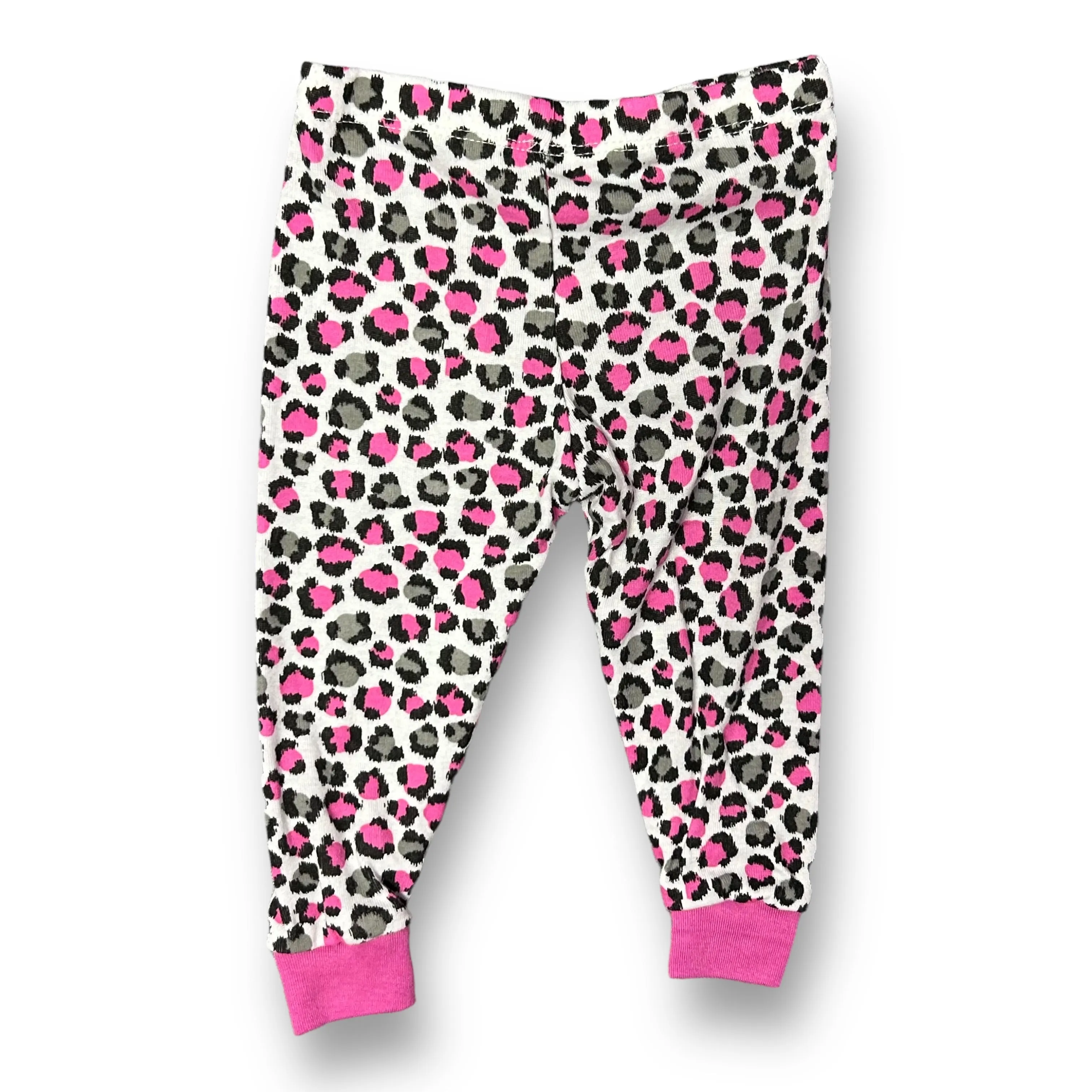 Girls Mon Petit Size 12 Months Pink & Black Leopard Print Leggings