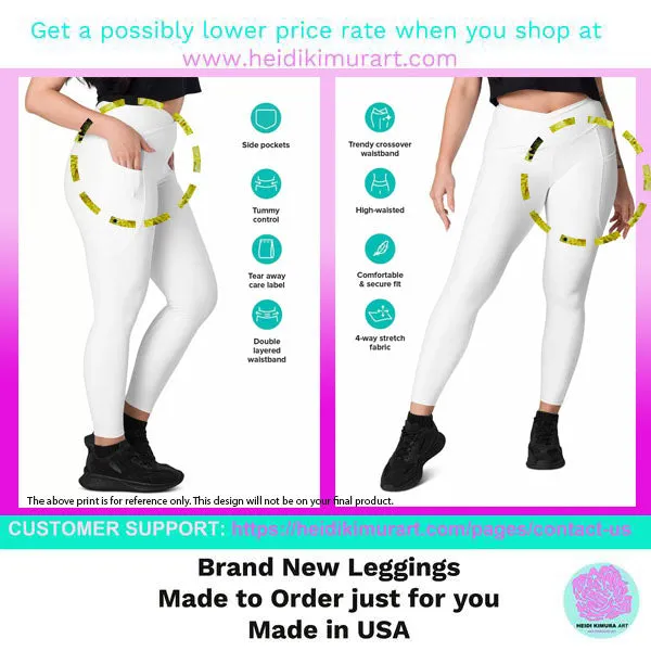 Green Cross Over Women's Tights, Best Women's Crossover Leggings With Pockets For Ladies - Made in USA/EU/MX