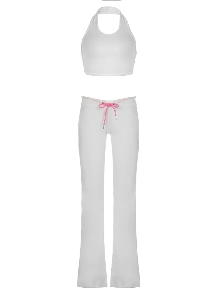 Halter Top and Flared Leggings Set for Summer Vibes