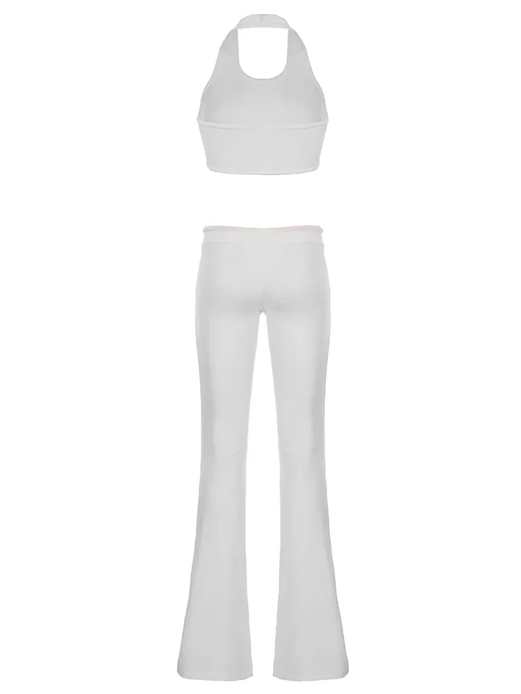 Halter Top and Flared Leggings Set for Summer Vibes