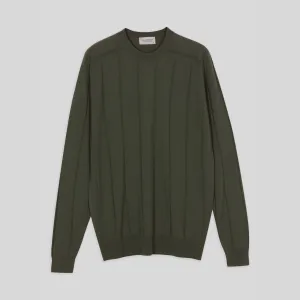 HENRY SARTORIAL X JOHN SMEDLEY Wilmot Ribbed Pullover ARMY GREEN