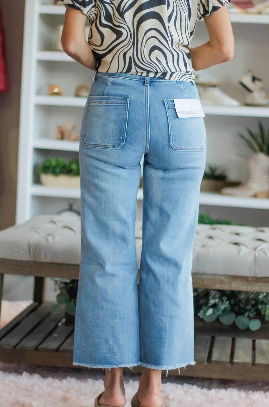 High Rise Wideleg with Raw Hem-