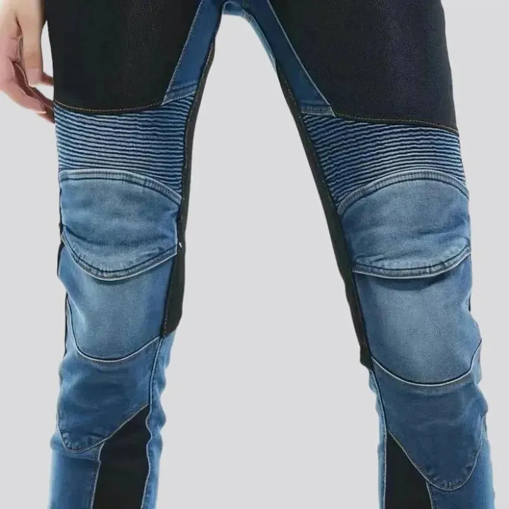 High-waist sanded moto jeans for ladies