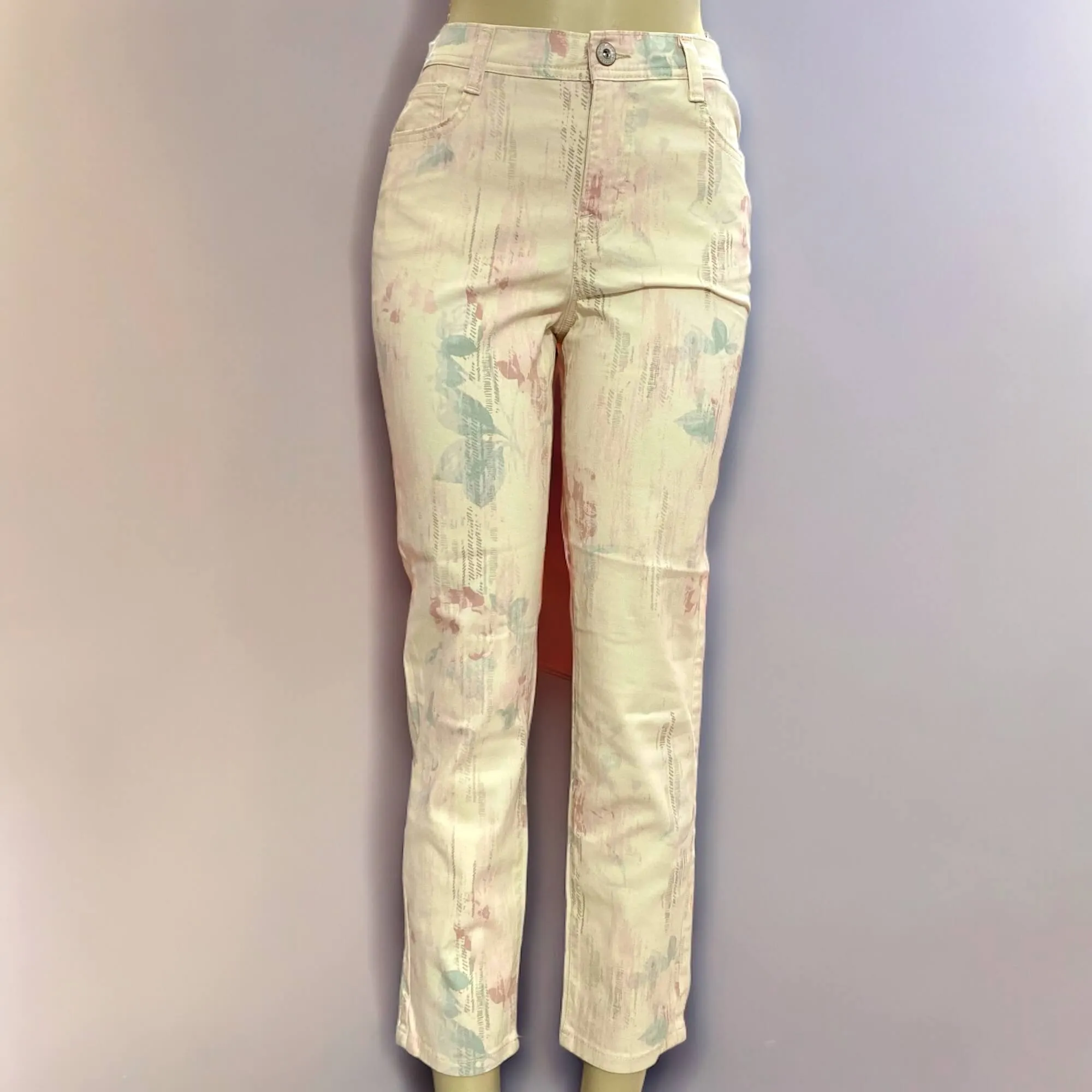 High Waisted Floral Straight Leg Jeans