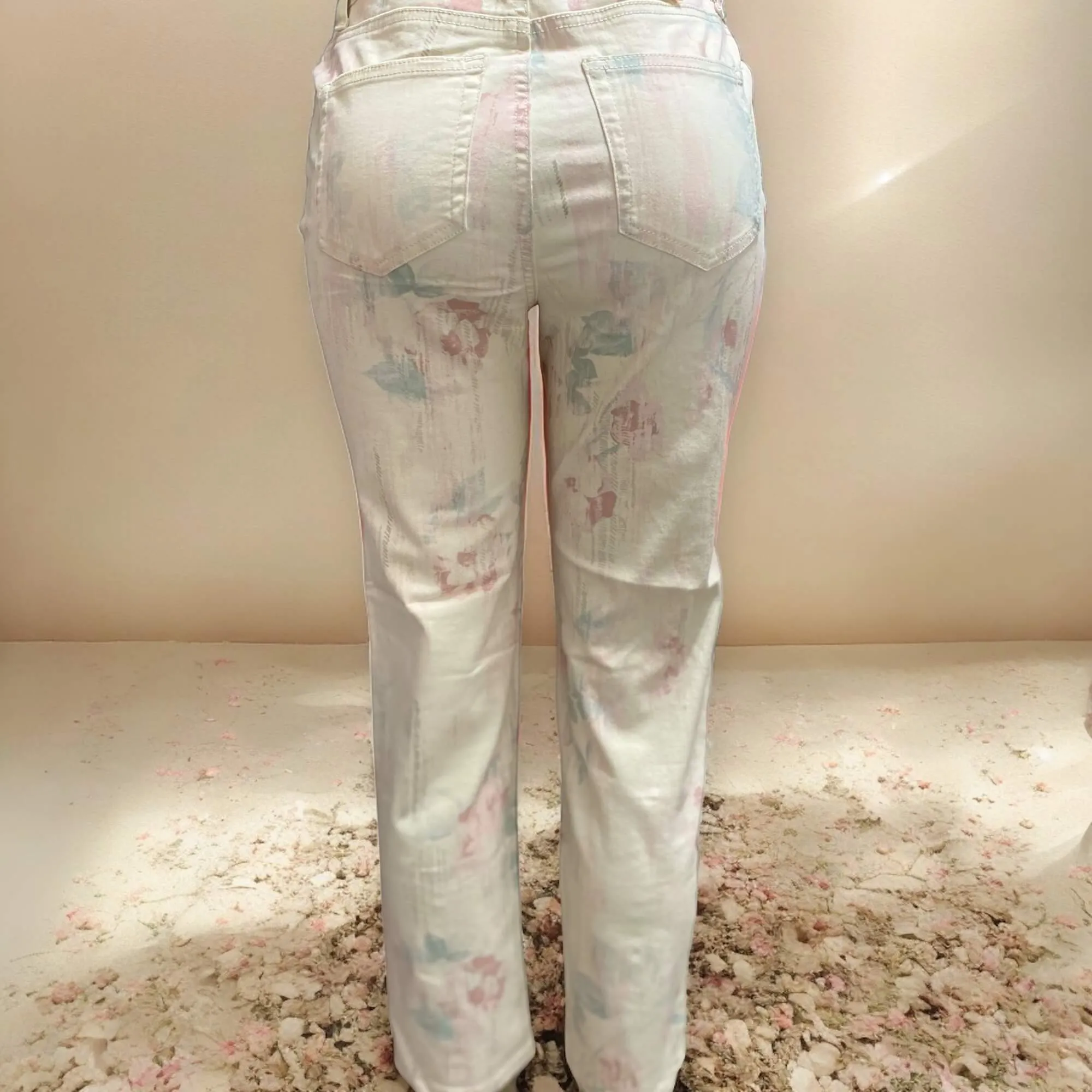 High Waisted Floral Straight Leg Jeans