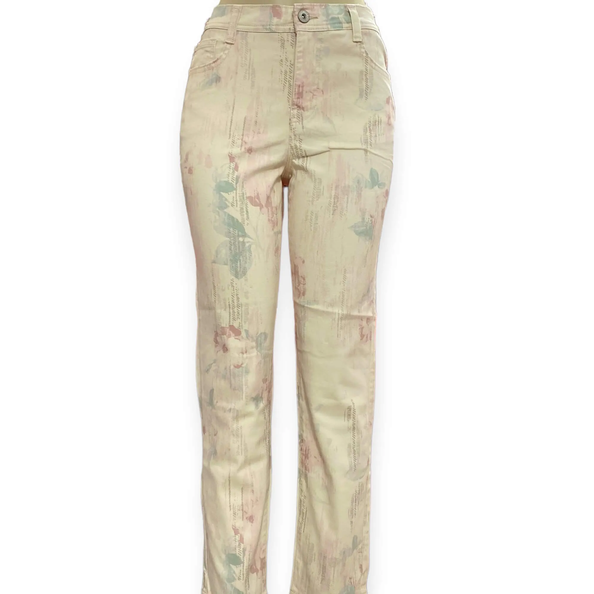 High Waisted Floral Straight Leg Jeans