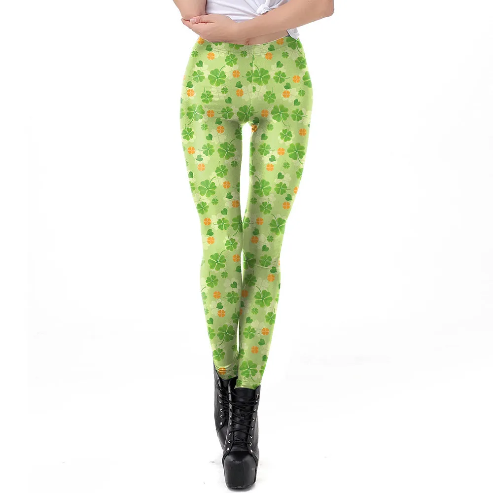 Holiday Printed Pencil High Waisted Slim Women's Leggings