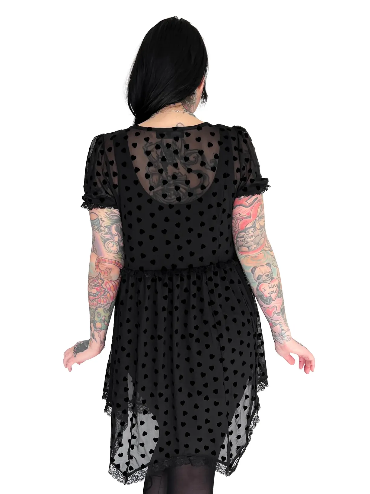 Isabel Heart Mesh Babydoll Dress FOXBLOOD