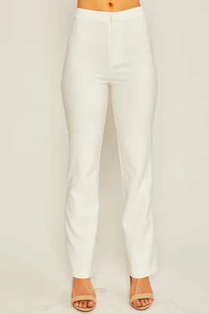 Ivory Woven Solid Long Flared Pants