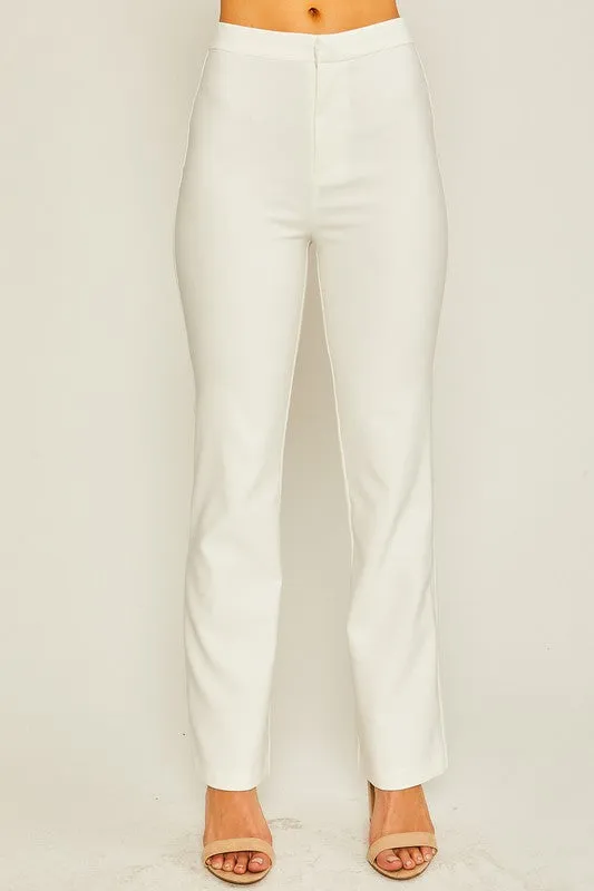 Ivory Woven Solid Long Flared Pants
