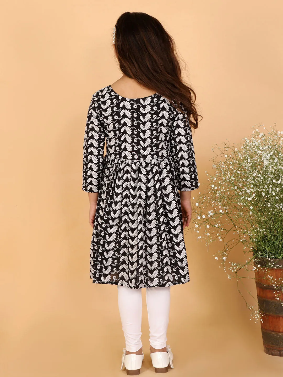 Jashvi Black Pure Cotton Chikankari Siblings Set