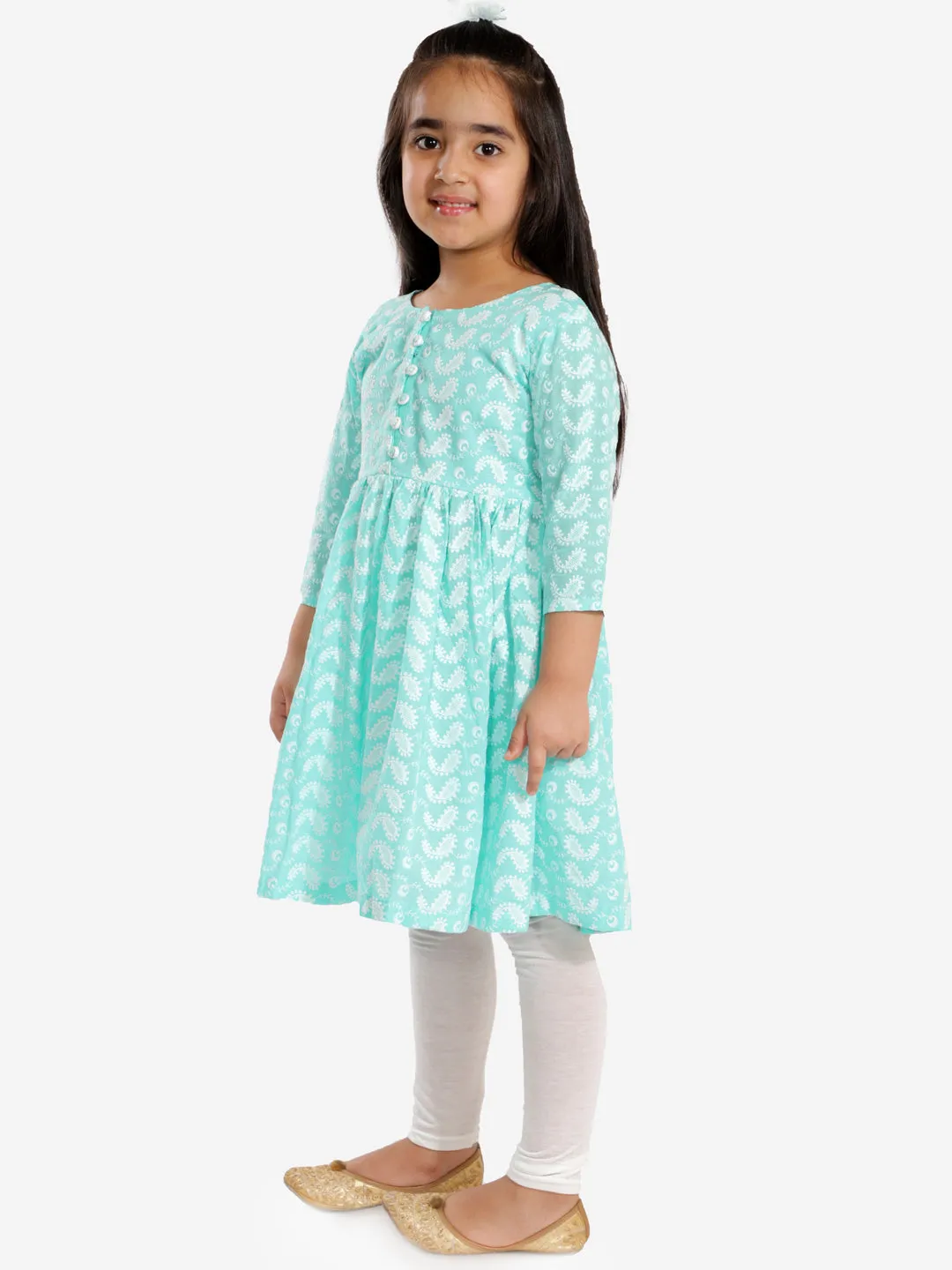 Jashvi Green Pure Cotton Chikankari Siblings Set