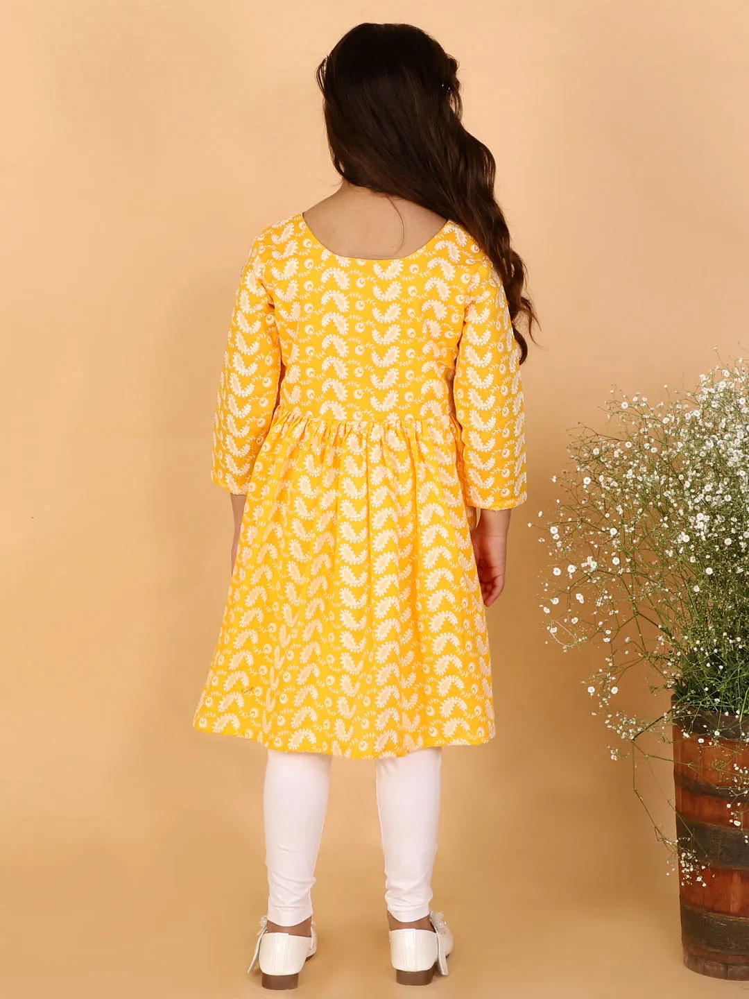 Jashvi Orange Pure Cotton Chikankari Siblings Set