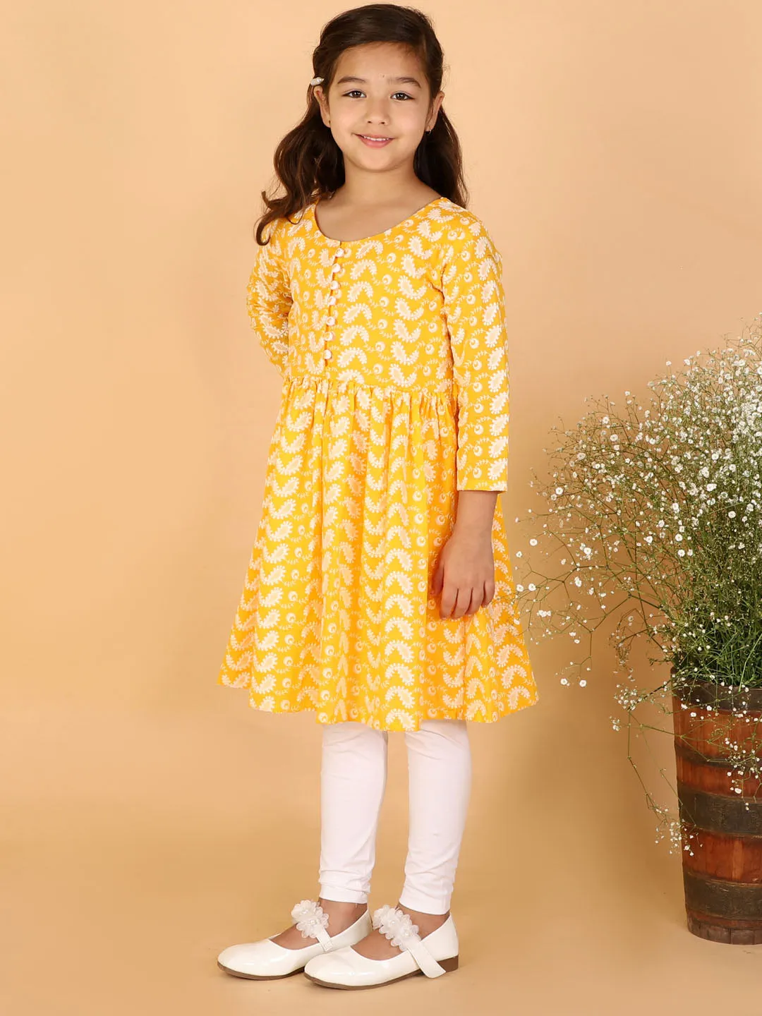 Jashvi Orange Pure Cotton Chikankari Siblings Set