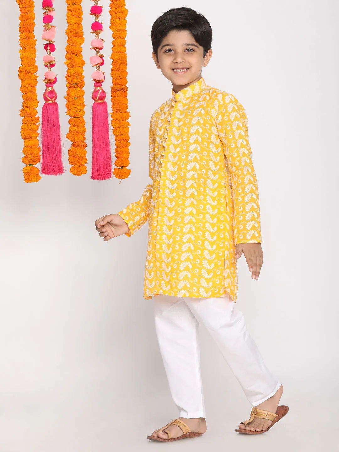 Jashvi Orange Pure Cotton Chikankari Siblings Set