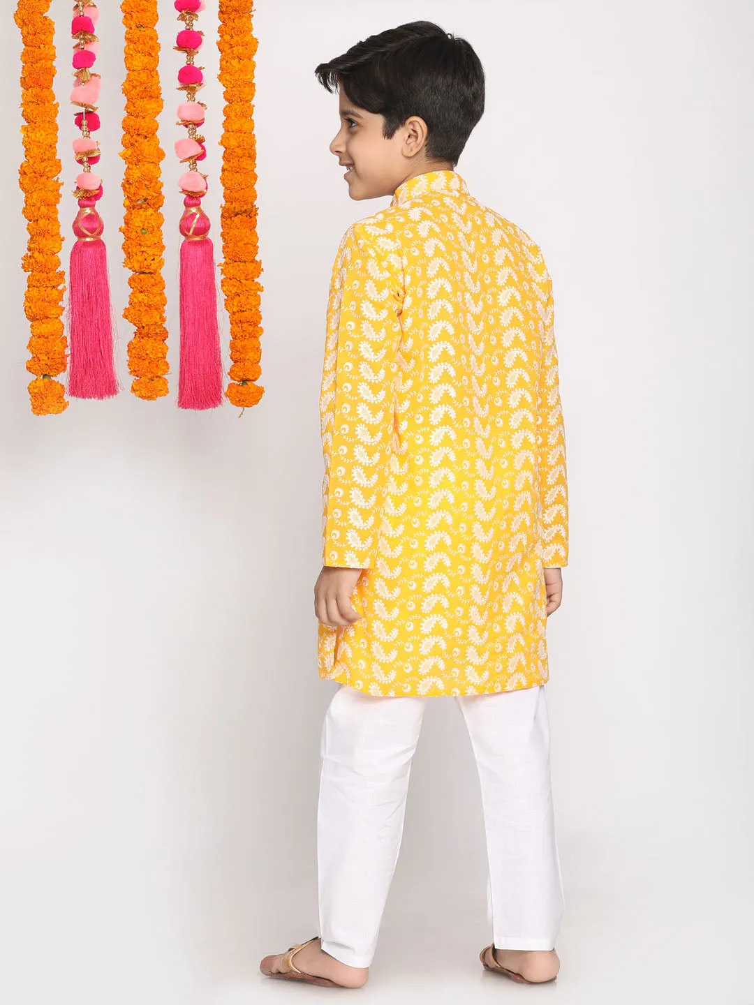 Jashvi Orange Pure Cotton Chikankari Siblings Set
