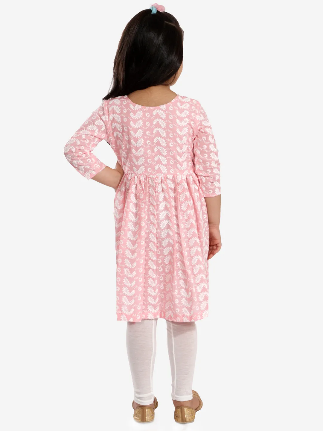 Jashvi Pink Pure Cotton Chikankari Siblings Set