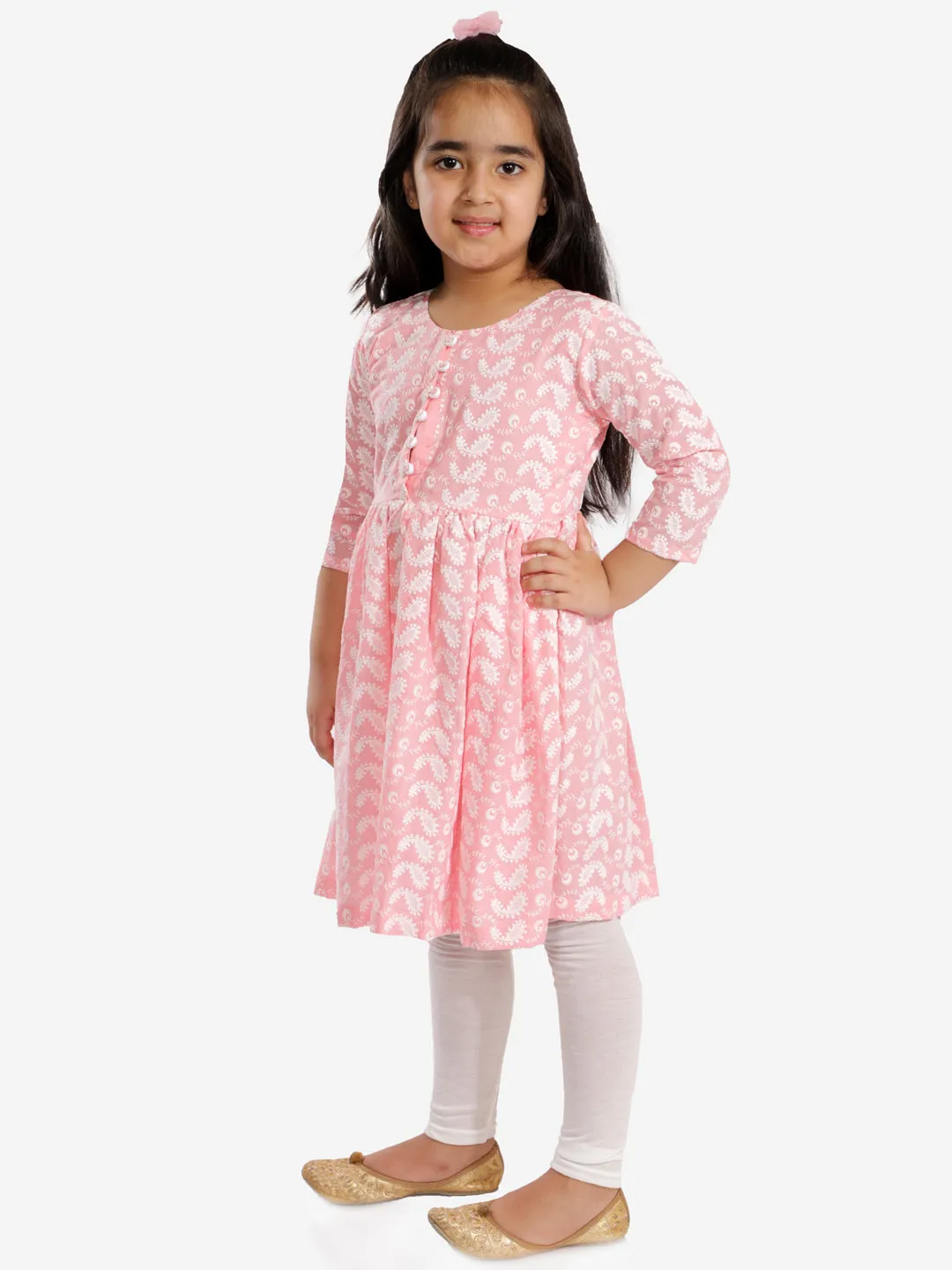 Jashvi Pink Pure Cotton Chikankari Siblings Set