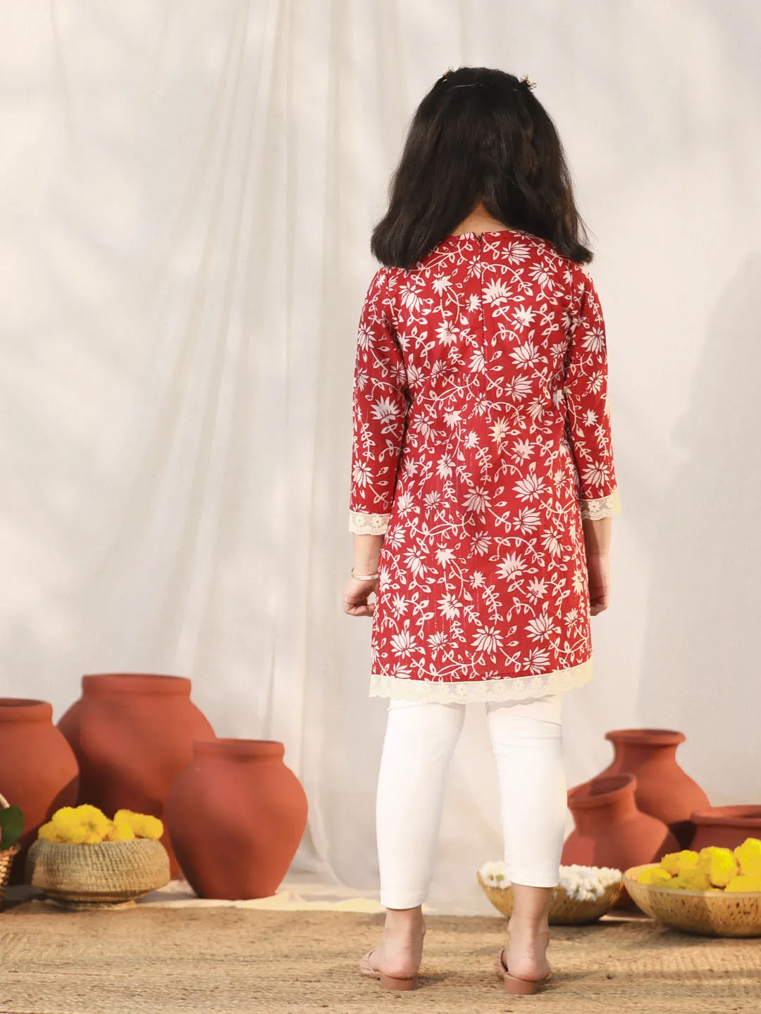 Jashvi Red And White BHAI BEHEN Siblings Matching Set