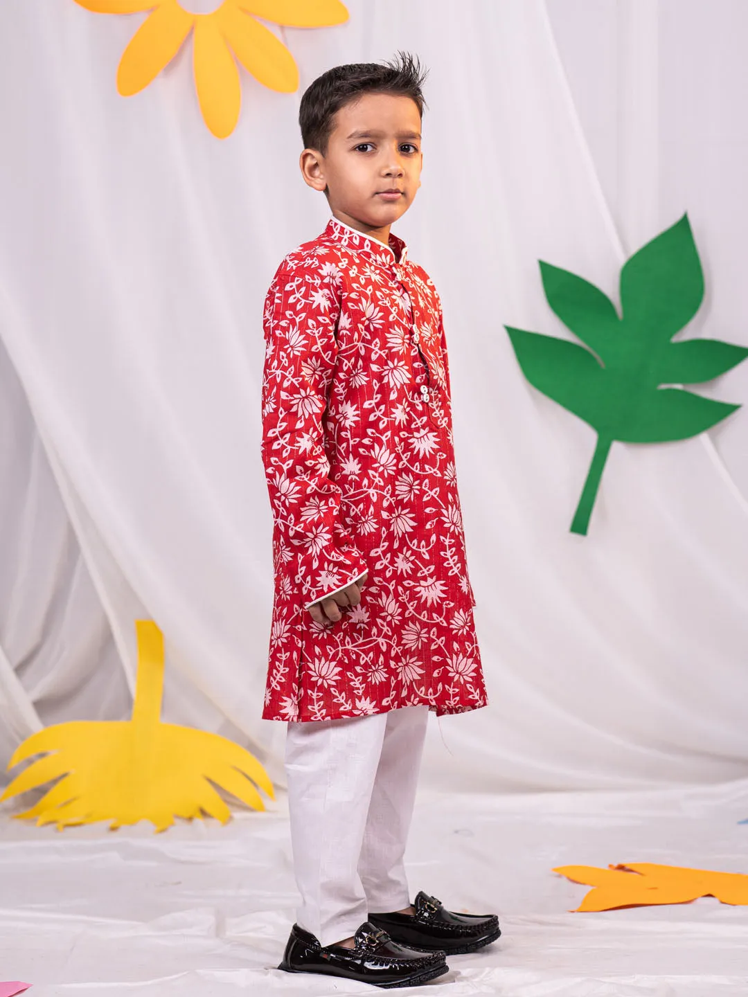 Jashvi Red And White BHAI BEHEN Siblings Matching Set