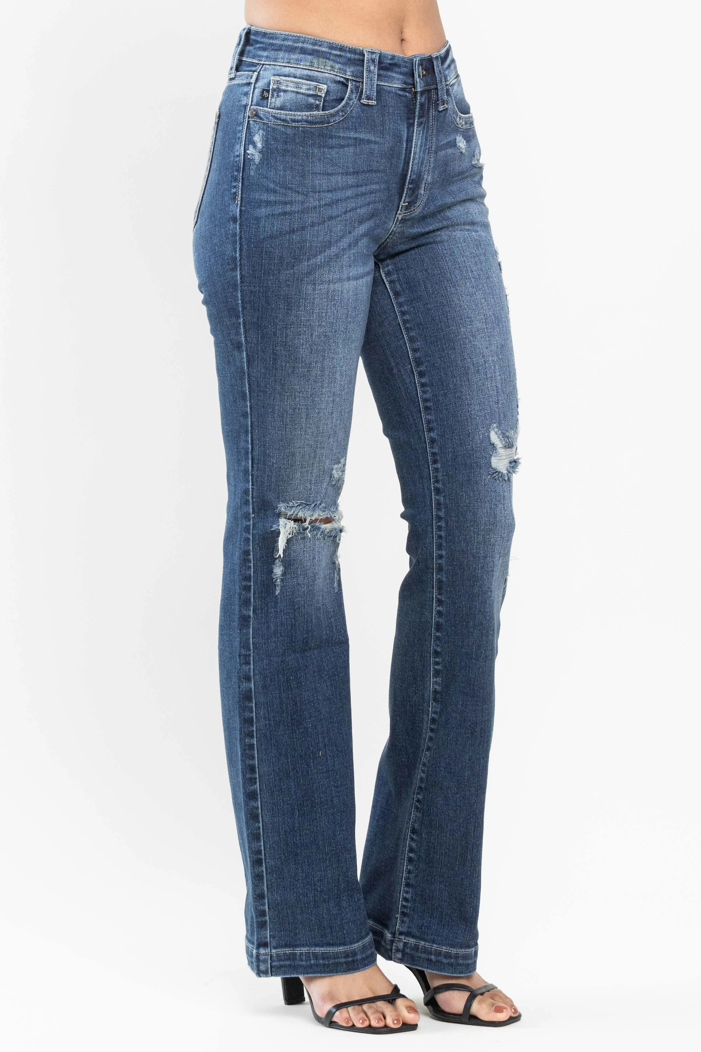 Judy Blue | Mid Rise Hand Sand & Destroy Bootcut
