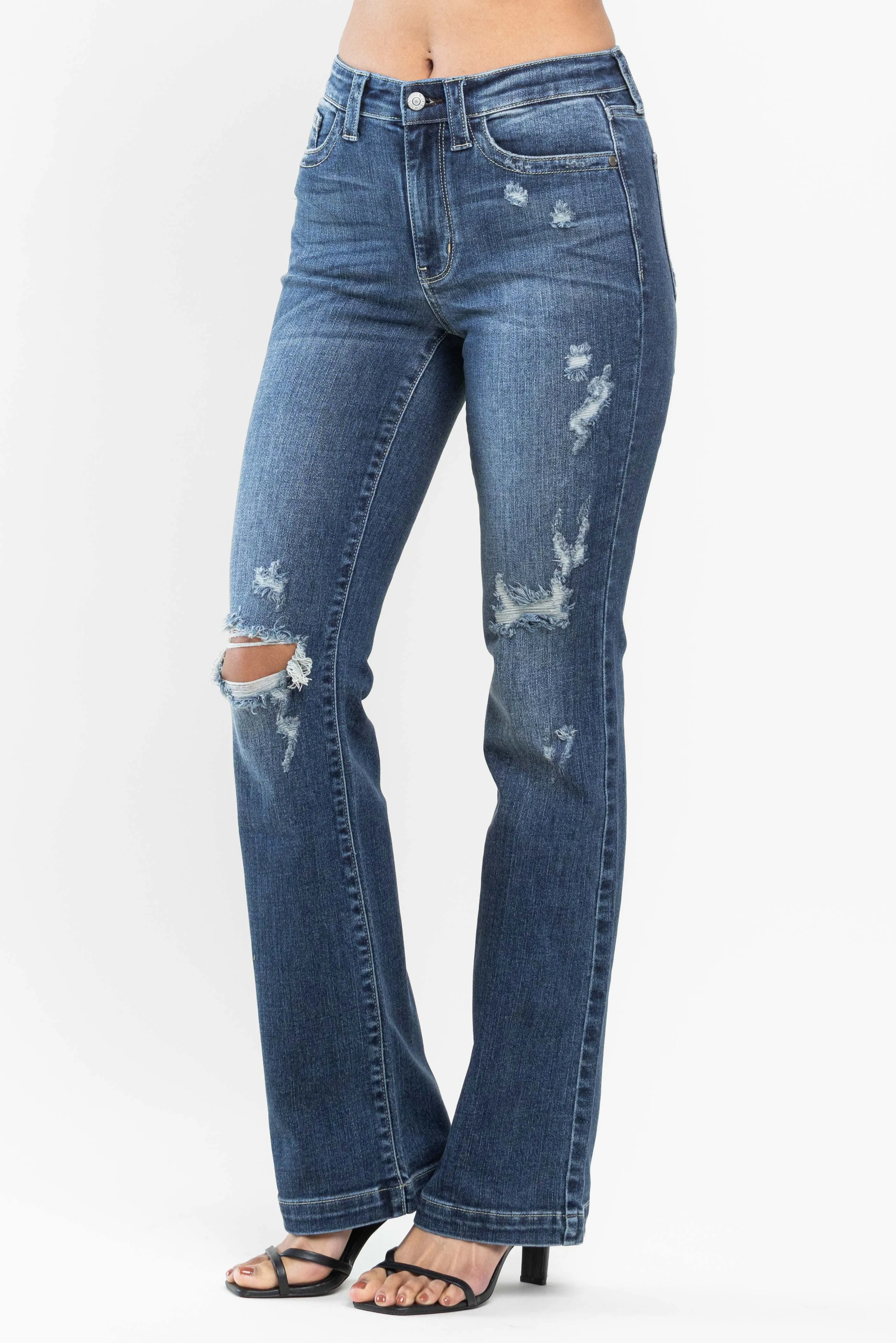 Judy Blue | Mid Rise Hand Sand & Destroy Bootcut