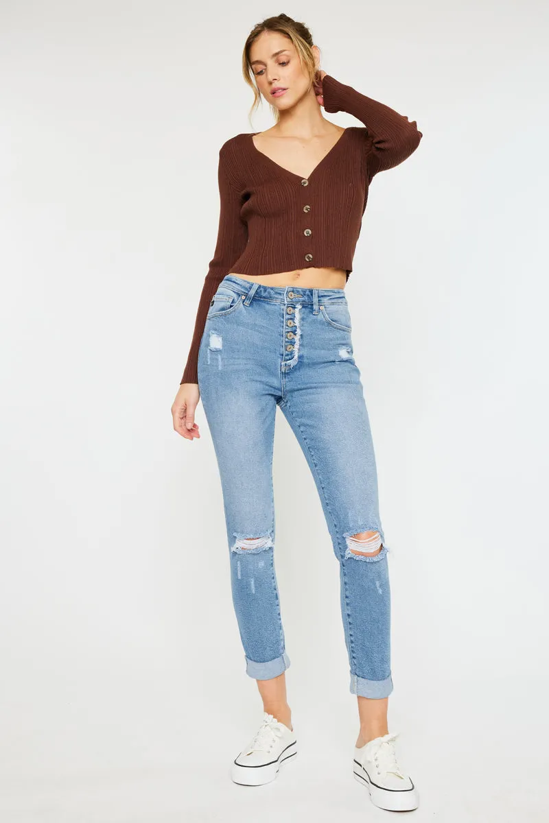 Kancan - Women's High Rise Mom Jeans - KC8580L-NV