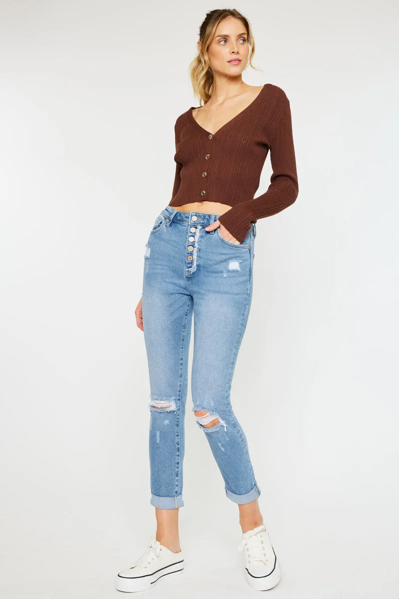 Kancan - Women's High Rise Mom Jeans - KC8580L-NV