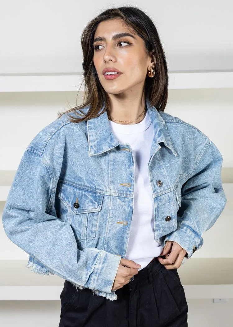 Kendall Cropped Denim Wash Jacket ***FINAL SALE***