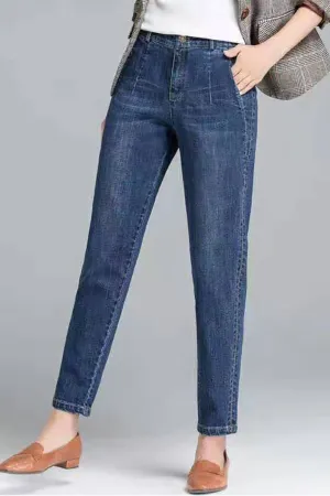 Ketty More Women Elegant Style Solid Colored Loose Simple Lightweight Jeans-WJN103761