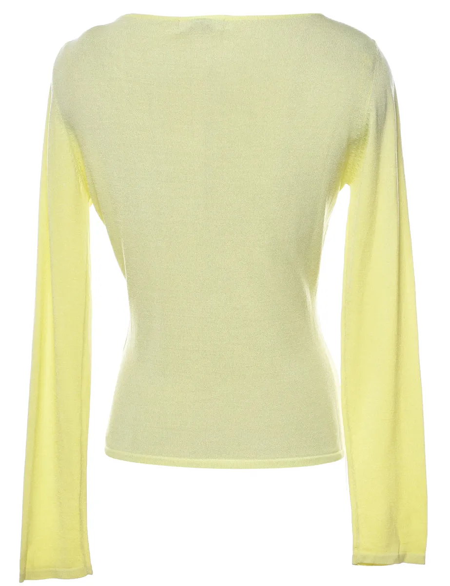 Lace Trim Yellow Jumper - L