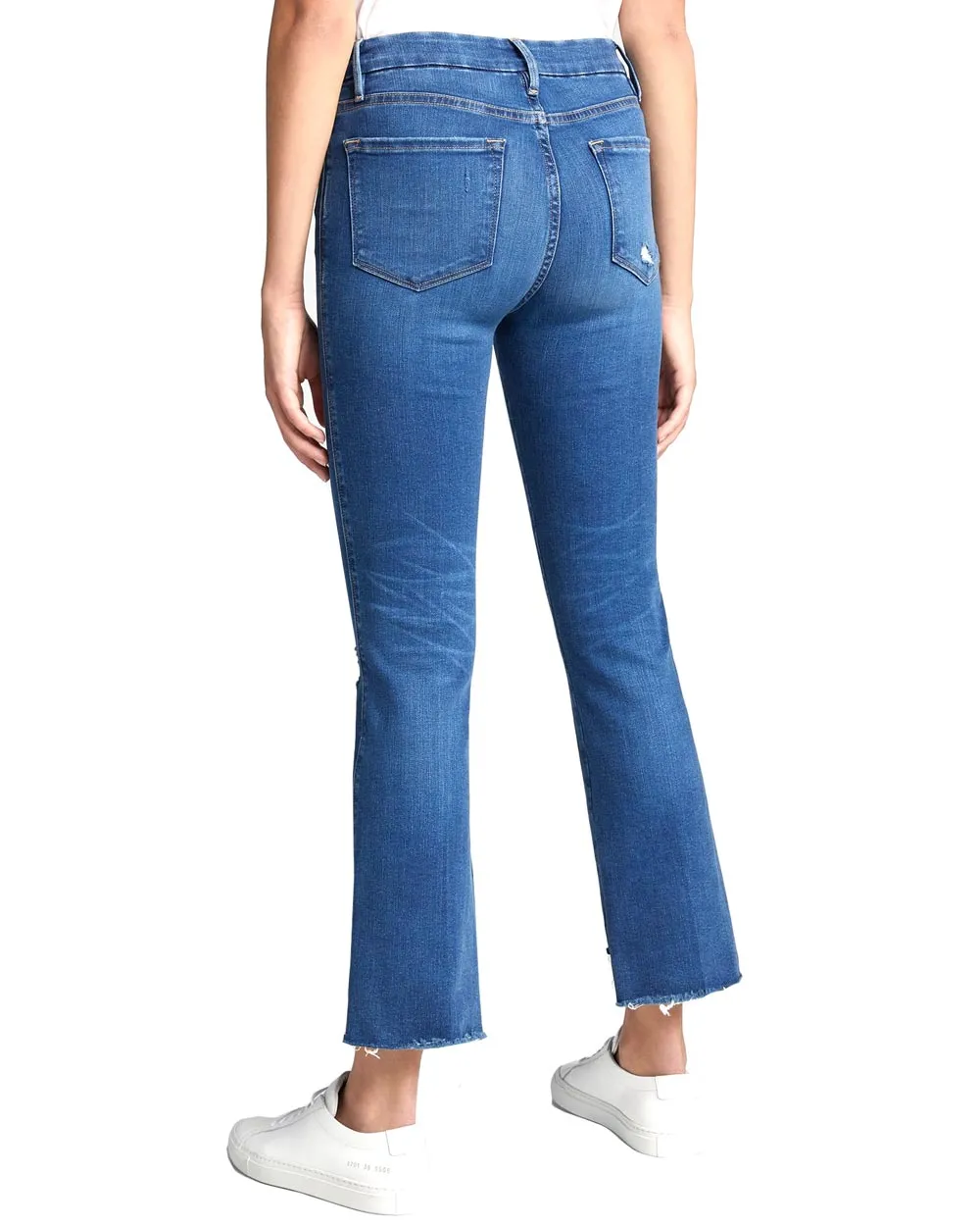 Le Crop Mini Boot Jean in Decades Blue Rips