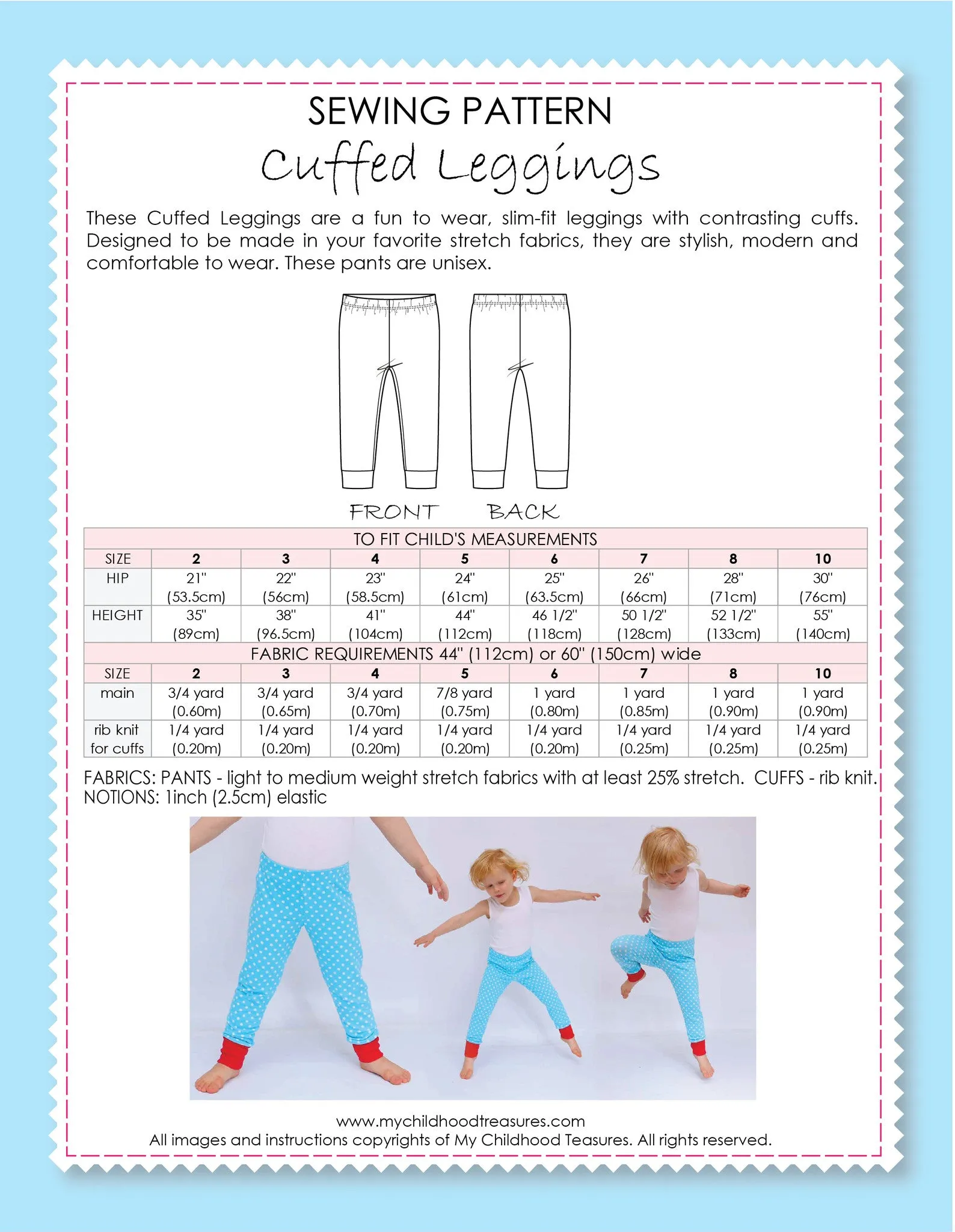 Leggings Sewing Pattern - CUFFED