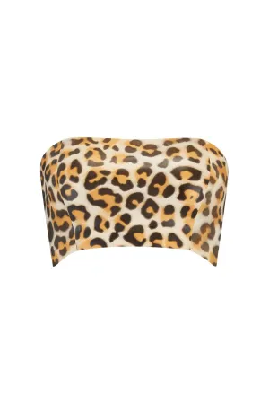 Leopard Latex Bandeau Crop Top