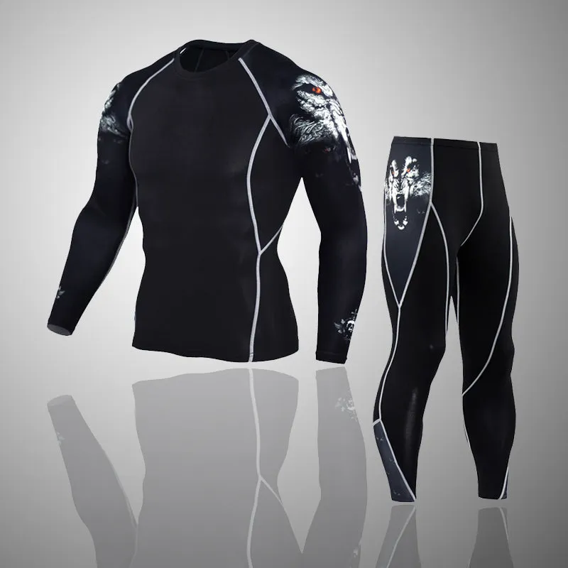 Lone Wolf 2 Long Sleeve No Gi BJJ Compression Rash Guard & Leggings/Spats for Jiu Jitsu, MMA, Grappling & Wrestling Kit