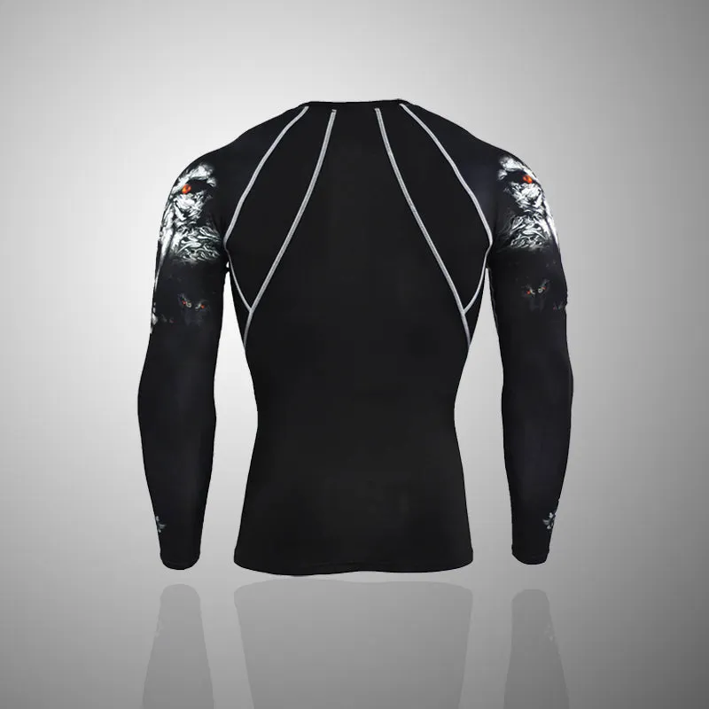 Lone Wolf 2 Long Sleeve No Gi BJJ Compression Rash Guard & Leggings/Spats for Jiu Jitsu, MMA, Grappling & Wrestling Kit